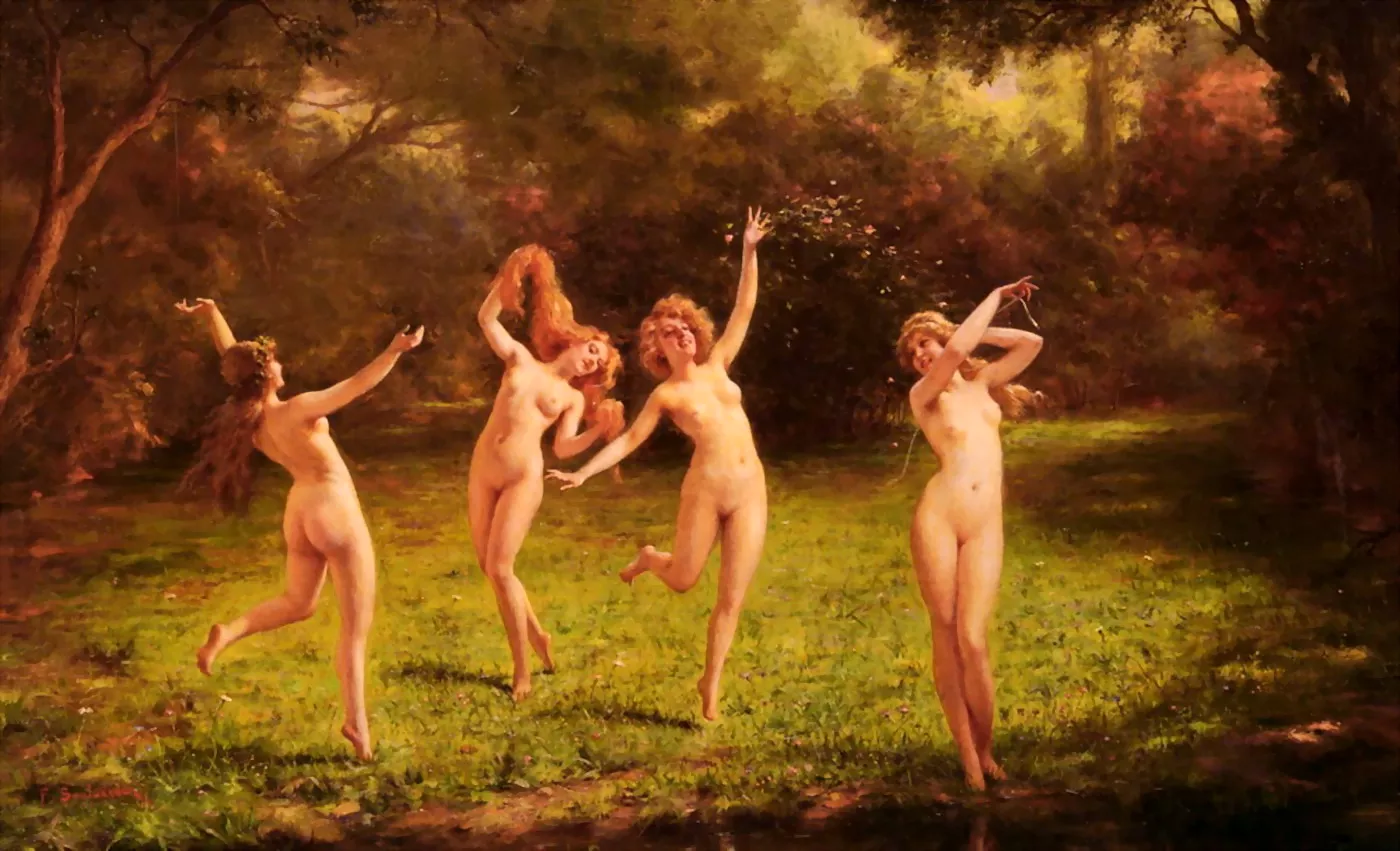 Four Nymphs At Play Woodnymph Art Nudes WoodNymphs NUDE PICS ORG