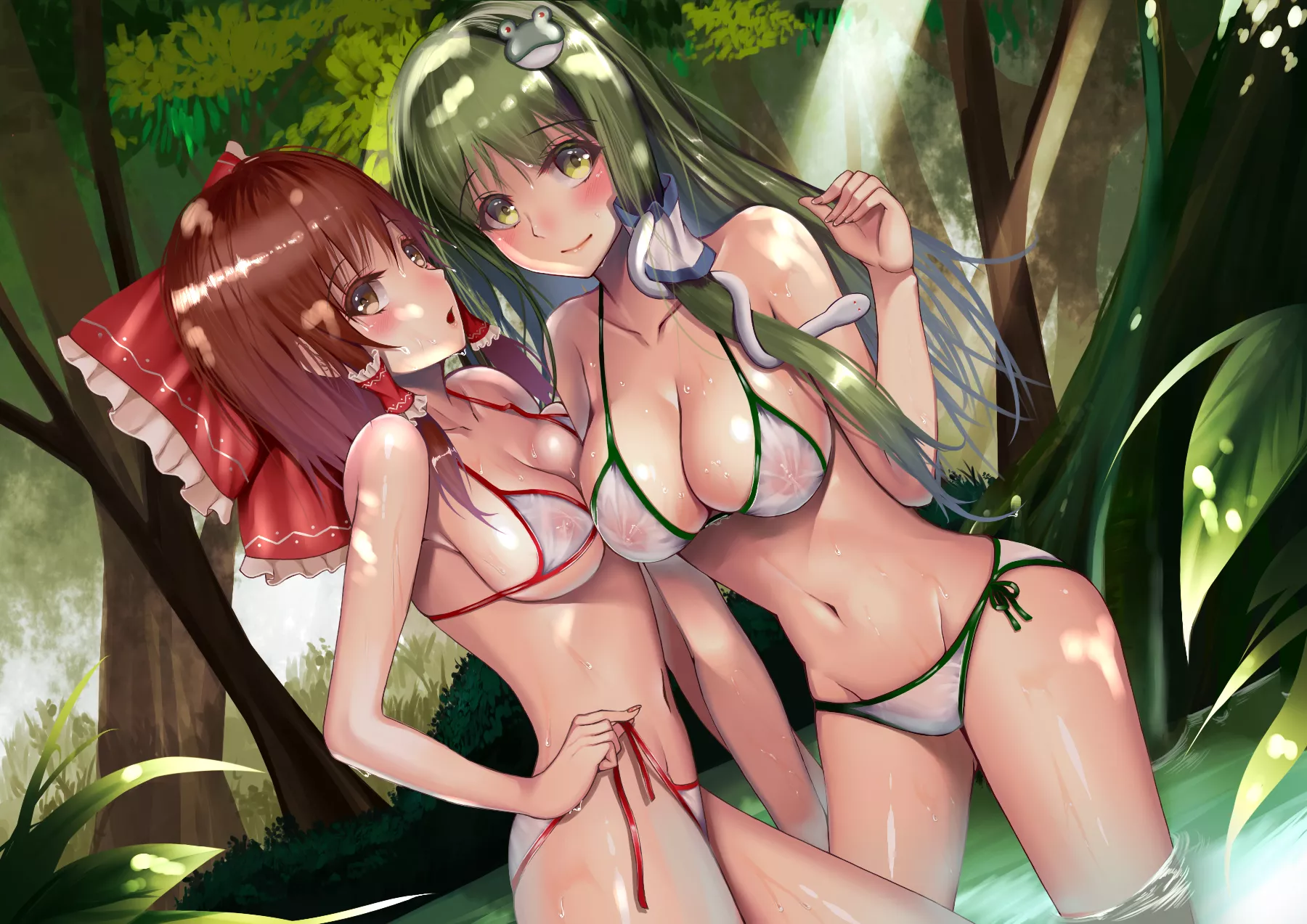 Reimu And Sanae Take A Swim At A Pond Nudes Touhou NSFW NUDE PICS ORG