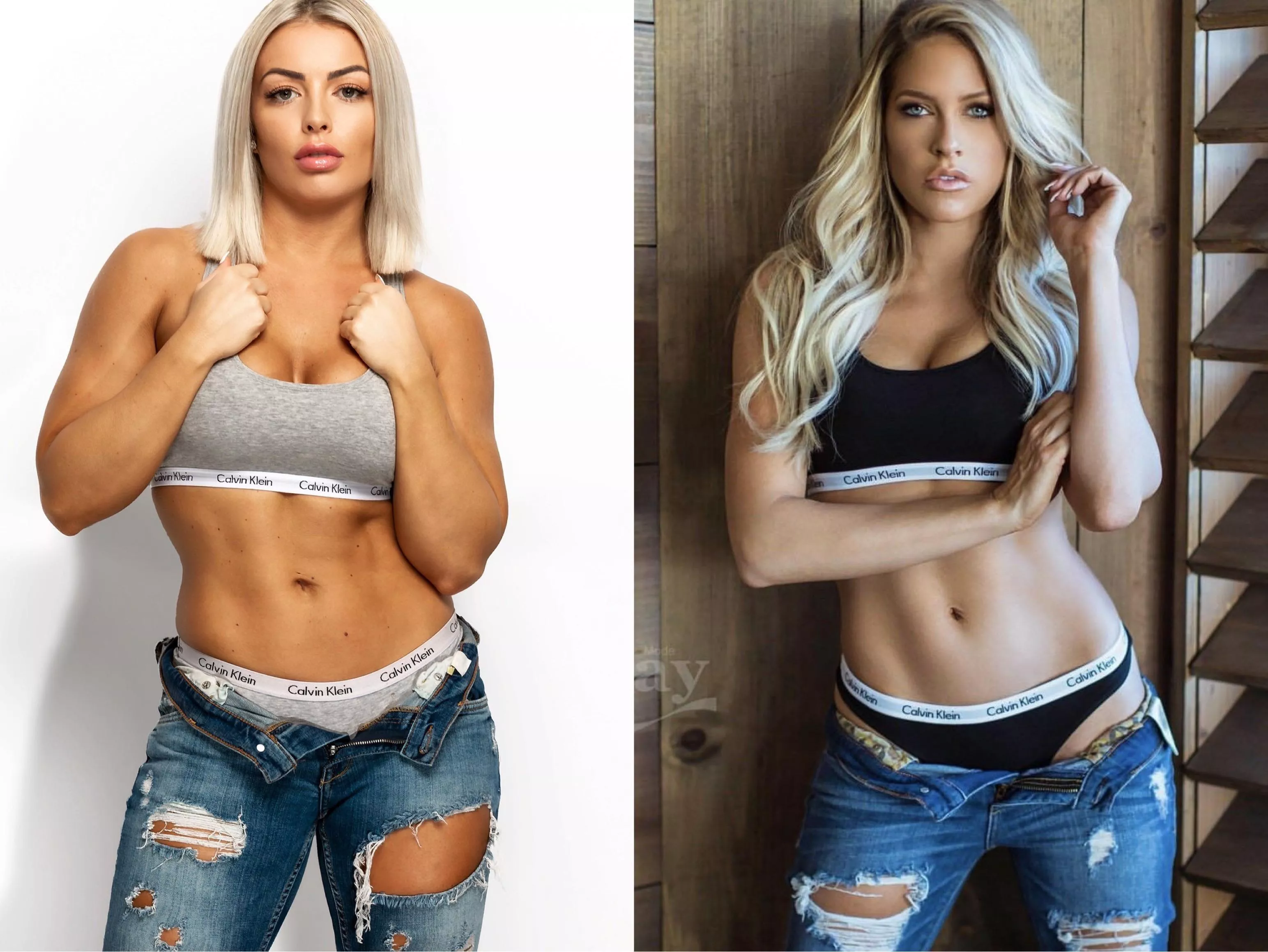 Who Rocked The Calvin Kleins W Ripped Jeans Look Better Mandy Rose Vs