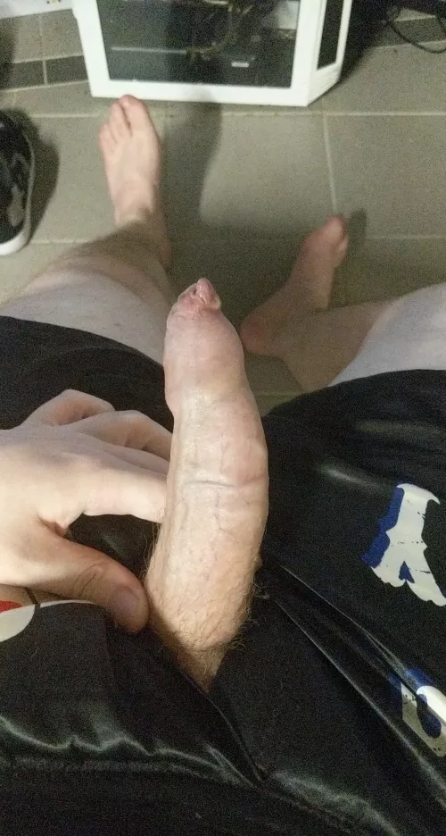 1 week load about to bust. Start at my feet and then suck me off through the fly until I cum.