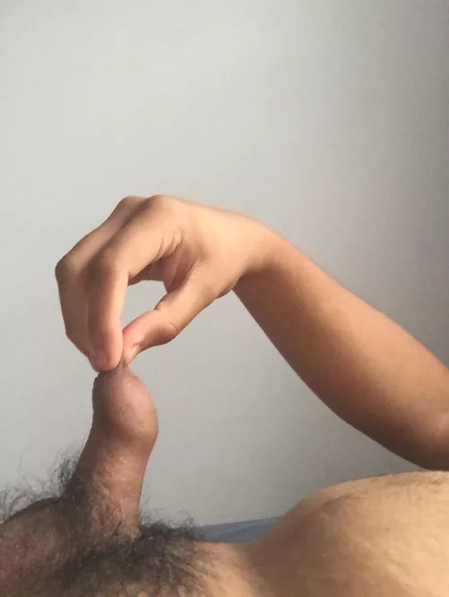 (19) so horny, holding in the cum inside the foreskin