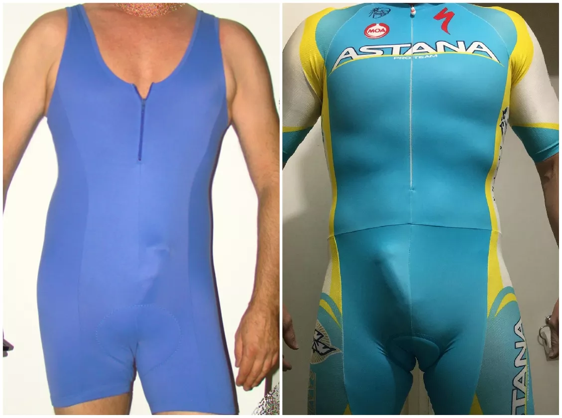 2 guys in cycling suits with bulges 2 guys in cycling suits with bulges