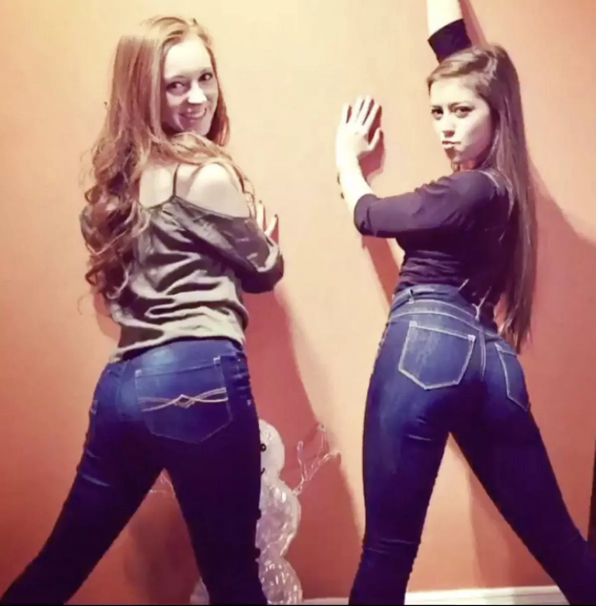 [2] Just 2 college dancer babes showing off their asses