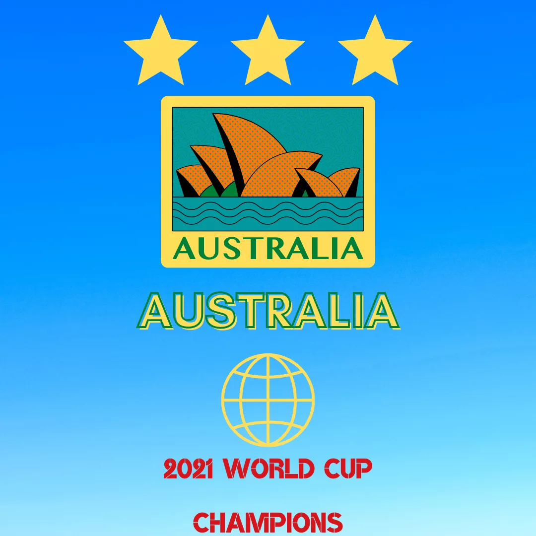 2021 World Cup Champions... AUSTRALIA 2021 World Cup Champions... AUSTRALIA
