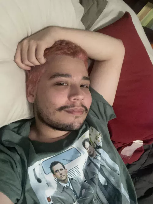 24- comfy in bed with my office shirt. Wonder what Iโm watching