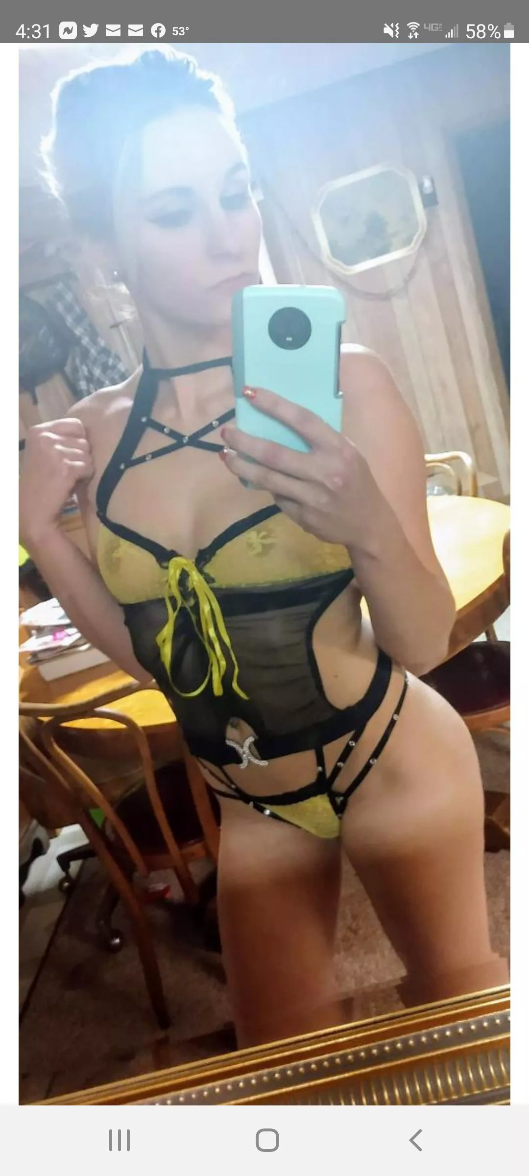 28F with small tits. Old to me, new to you. I miss this lingerie outfit. 🥺🖤 What do yall think?