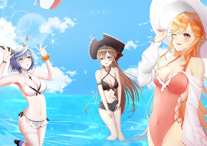 3 French Hotties (MNF Jean Bart, MNF Gascogne & FFNF Richelieu, Azur Lane, Vichya Dominion Faction & Iris Libre Faction)