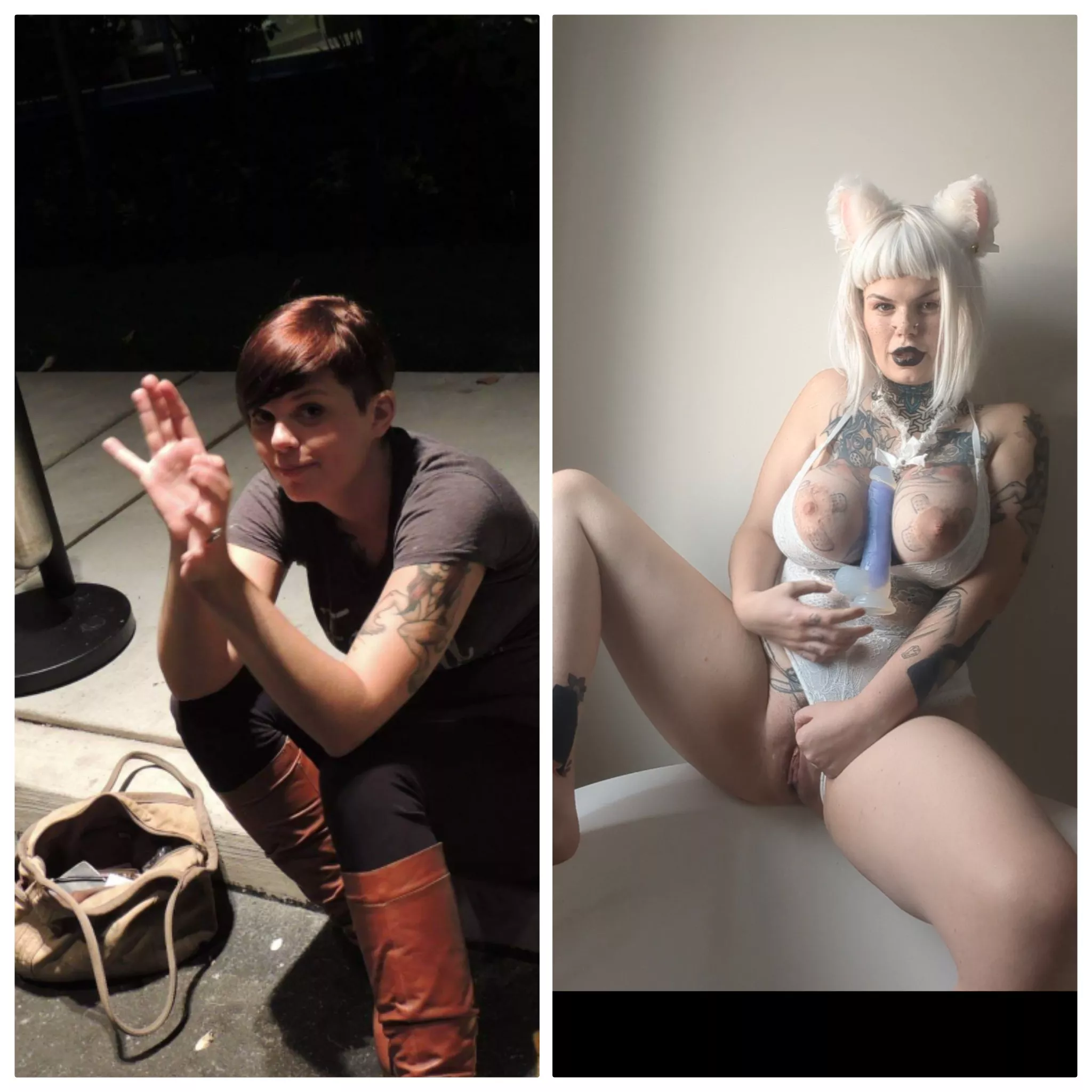 7 years apart, 1,100cc, big lips. This is my first set of implants. Hoping to double this year and get expanders.