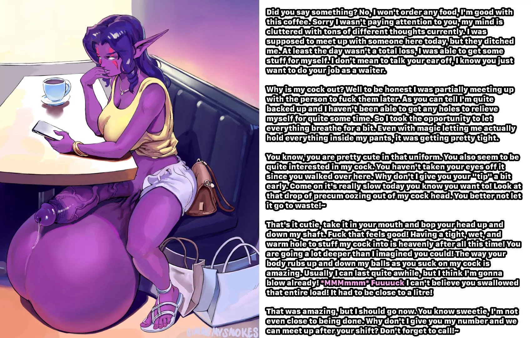 A backed up futa comes into your place of work, and you decide to help her out A backed up futa comes into your place of work, and you decide to help her out