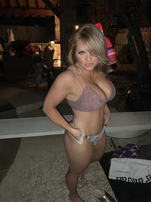 A better pic of mommy in her panties...right before I get in the hottub with nothing on