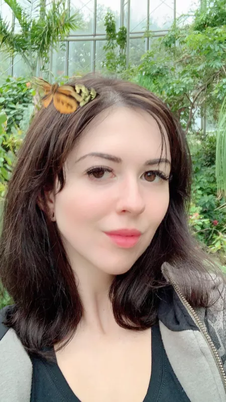 A butterfly landed on my head as I took this selfie at the Houston Museum of Natural Science A butterfly landed on my head as I took this selfie at the Houston Museum of Natural Science