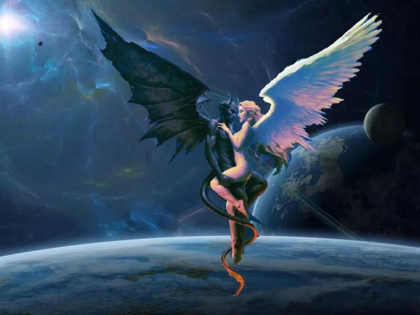 A demon and an angel A demon and an angel