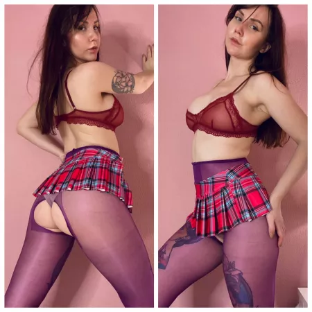 A girl in purple pantyhose A girl in purple pantyhose