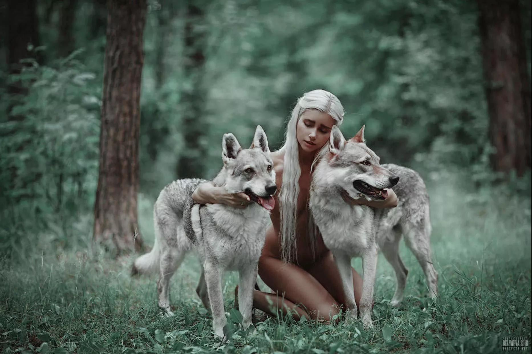 A nymph and her pets A nymph and her pets