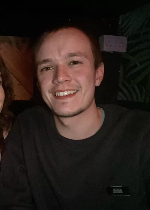 A rare photo of me smiling