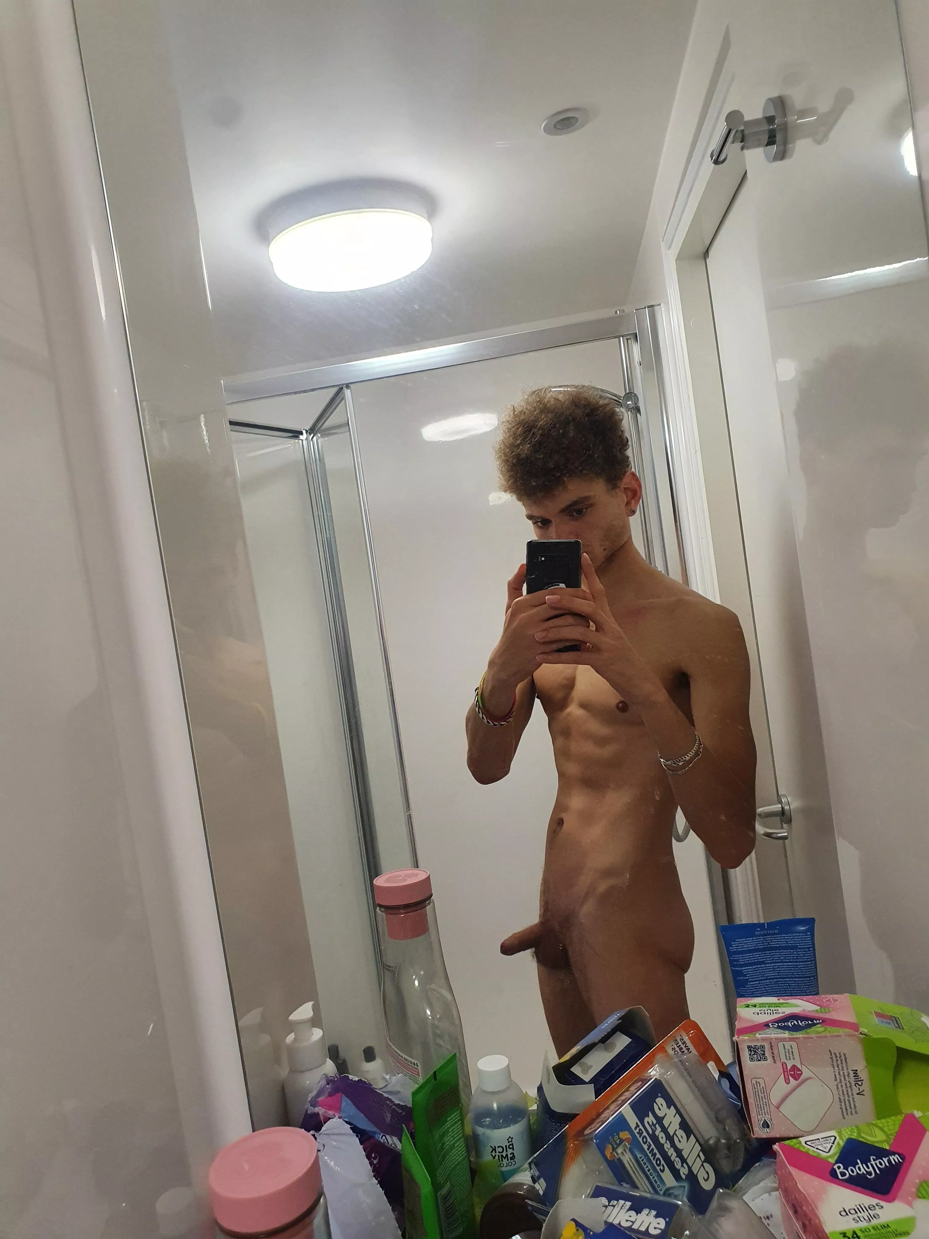 A semi hard selfie in a friends bathroom A semi hard selfie in a friends bathroom