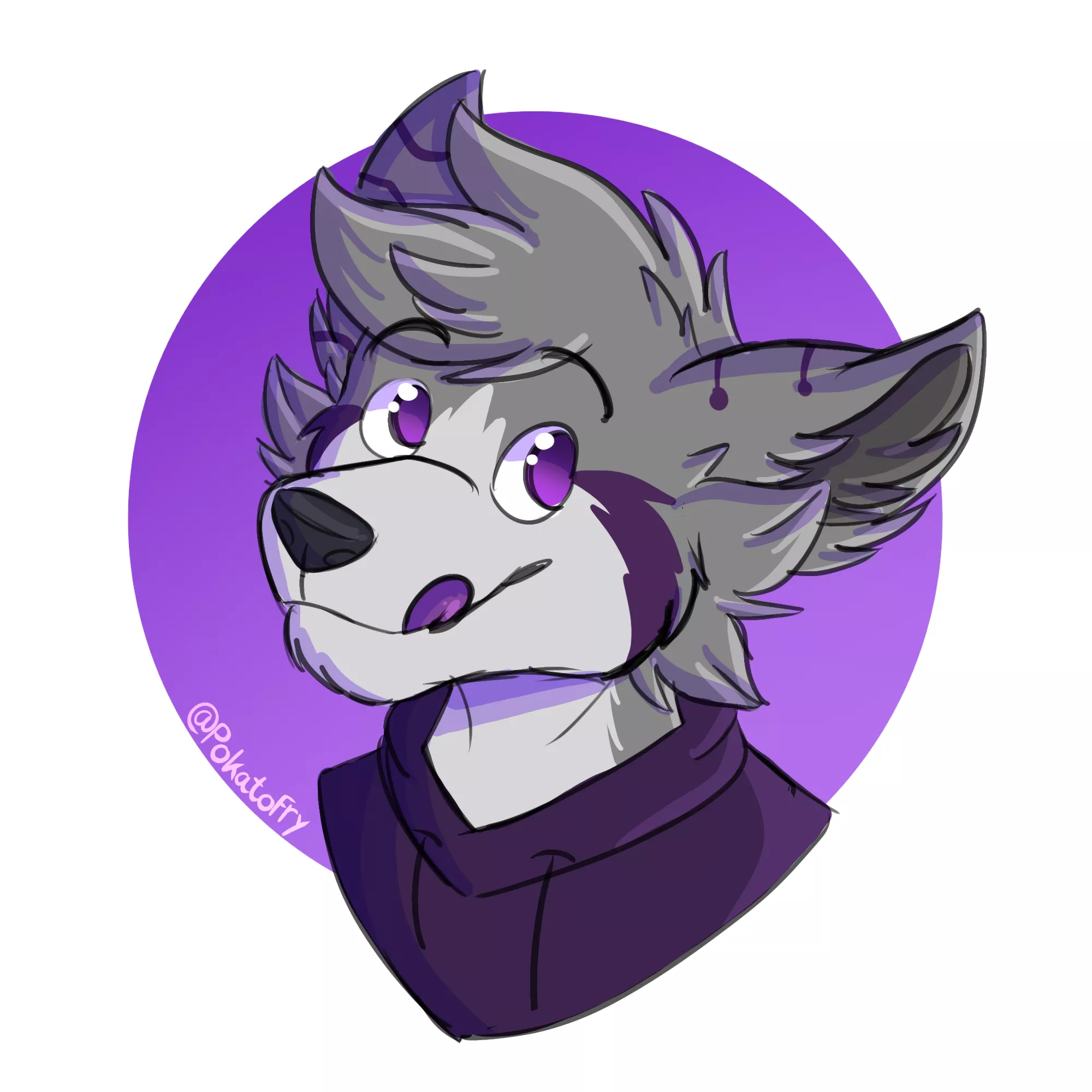 A silly wolf appears! (Art by me, @PokatoFry on Twitter)