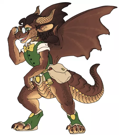 A Very old drawing of a nerdy dragon boi that im still happy with(Art by me)