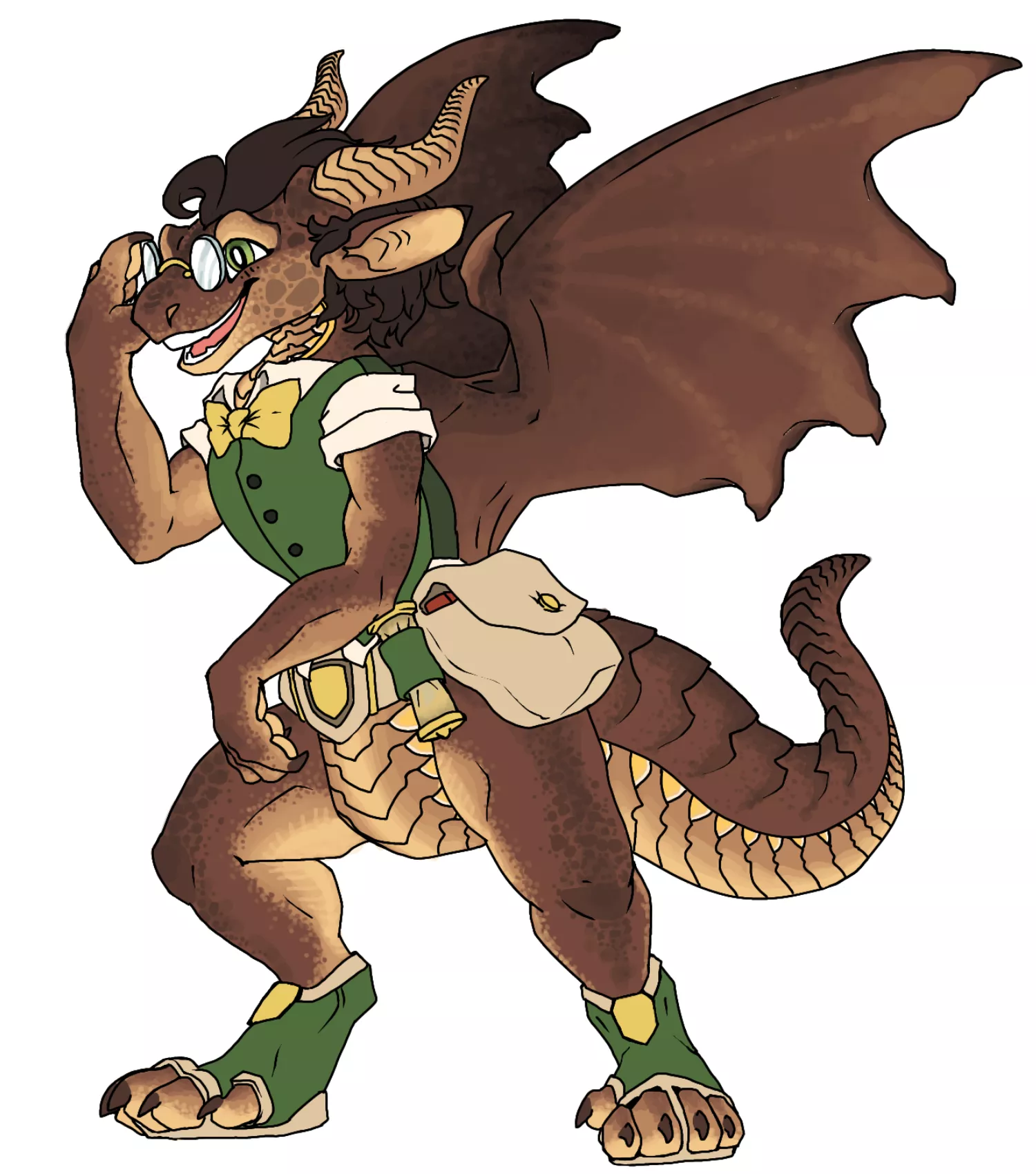 A Very old drawing of a nerdy dragon boi that im still happy with(Art by me)