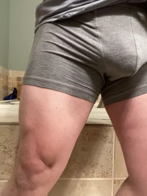 Accidental bulge while checking leg progress 🦵 😂
