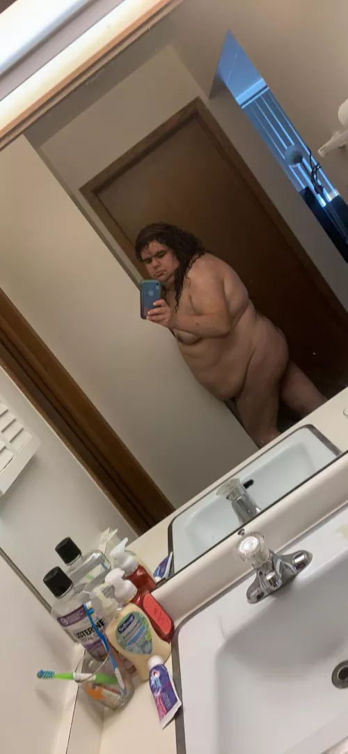 After a shower and dropping the towel