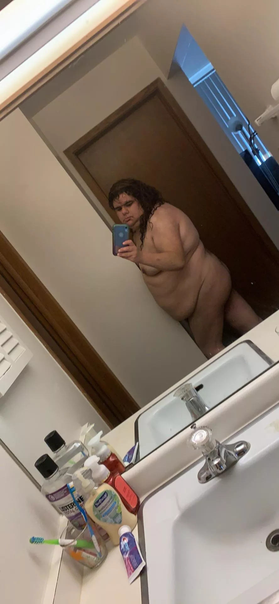 After a shower and dropping the towel