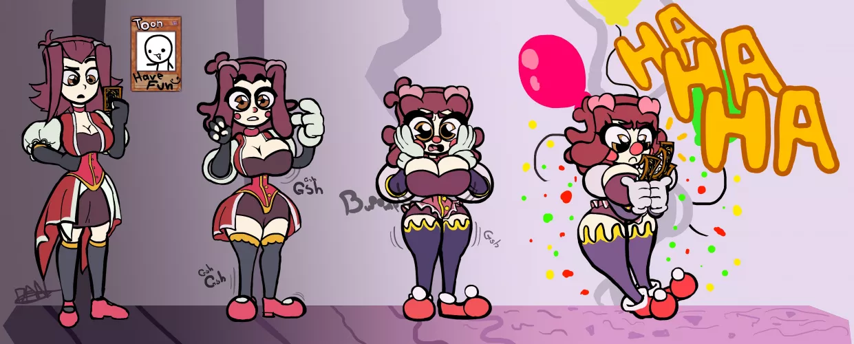 Akiza pulls a rare card (Toon Clown tf) (By me)