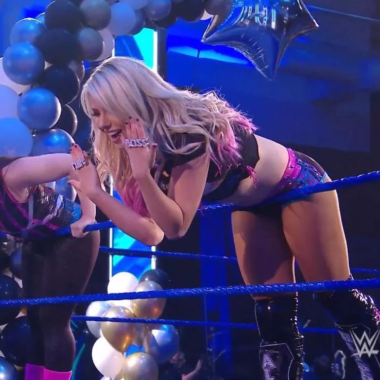 Alexa bent over Alexa bent over