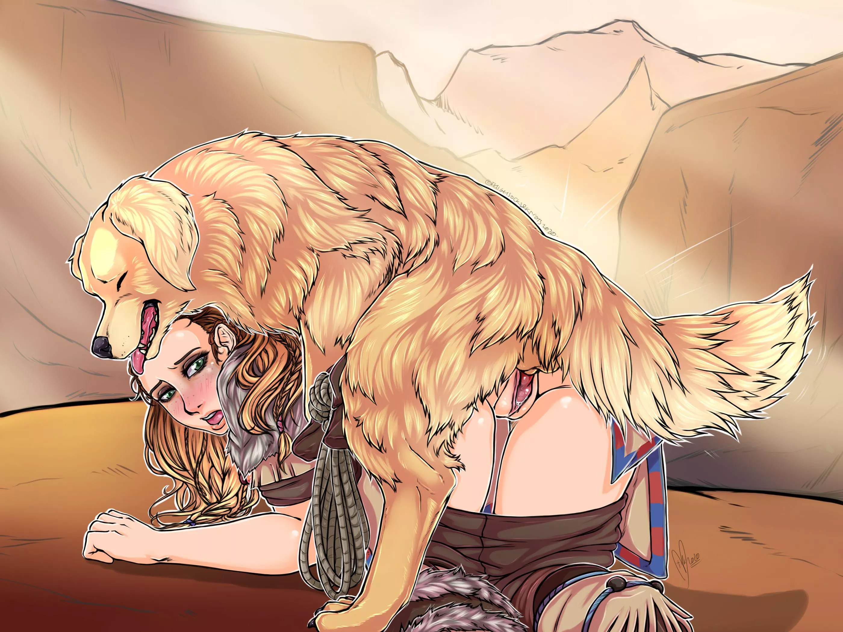 Aloy meeting her first dog (ThighsocksAndKnots) Aloy meeting her first dog (ThighsocksAndKnots)