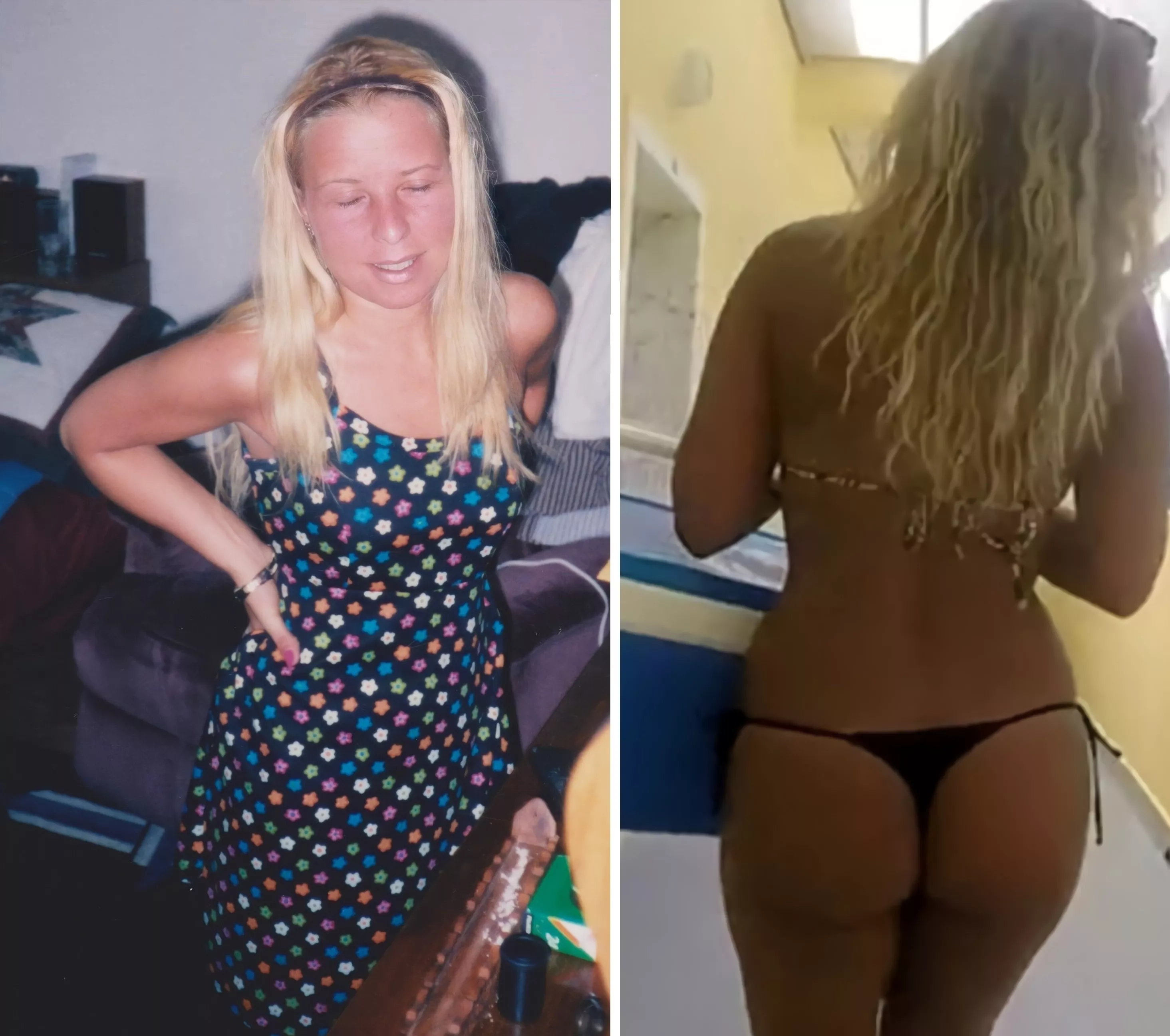 An old pic of my hot blonde wife's ass in a thong at age 24 in 1998 An old pic of my hot blonde wife's ass in a thong at age 24 in 1998