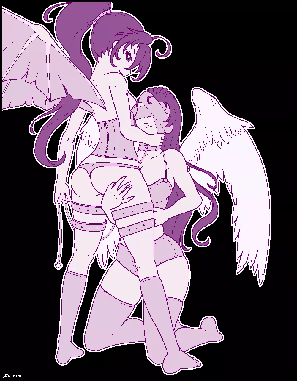 Angel and succubus playing