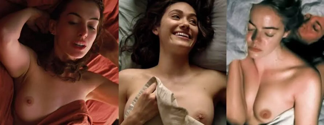 Anne Hathaway, Emmy Rossum and Emma Stone. Best tits out of these 3? Anne Hathaway, Emmy Rossum and Emma Stone. Best tits out of these 3?