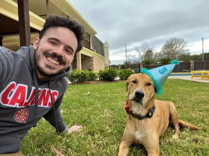 Annual post with my dog being sick of my shit on his birthday 😂