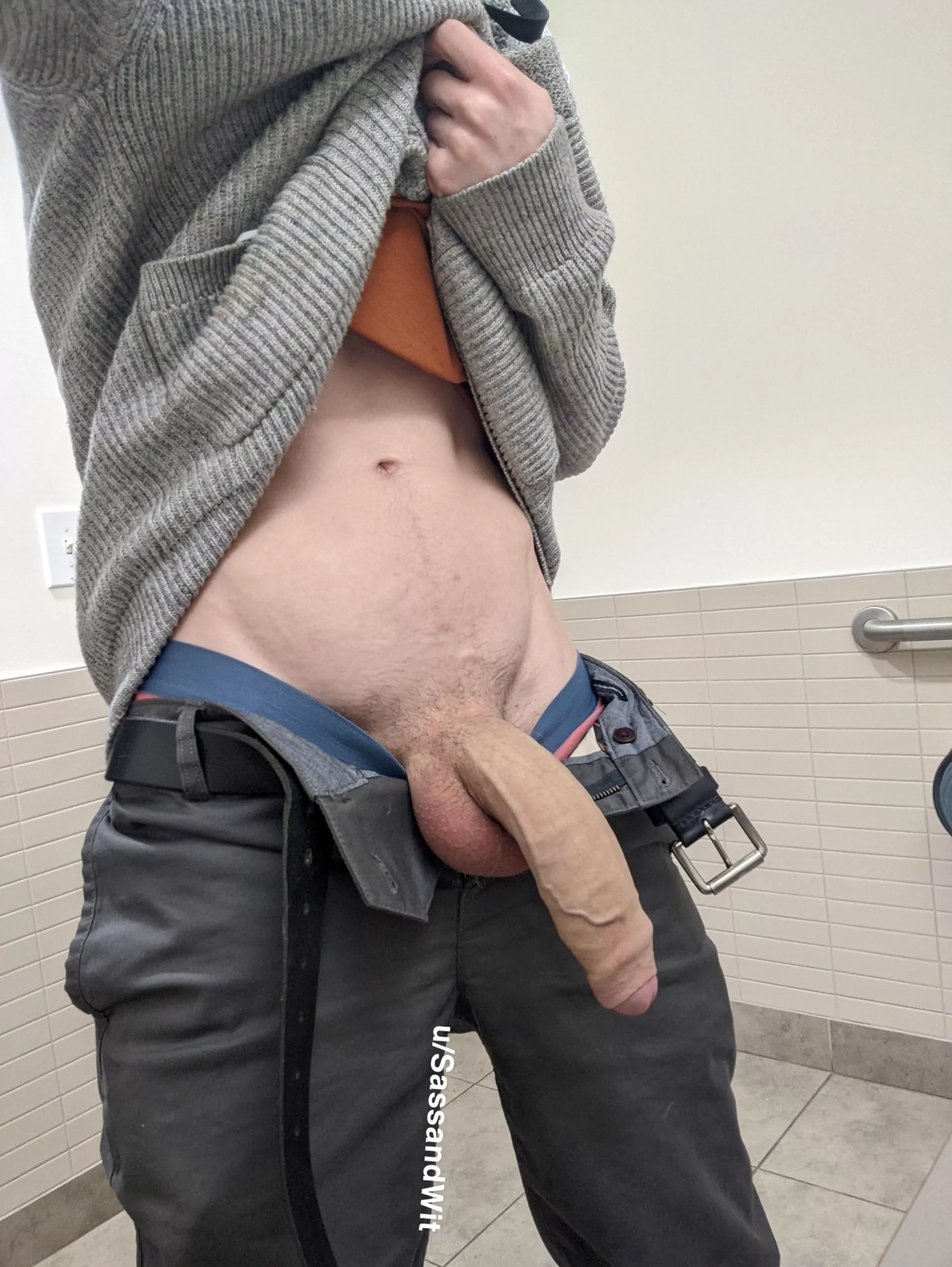 Another day at work, another pic of my semi hard cock