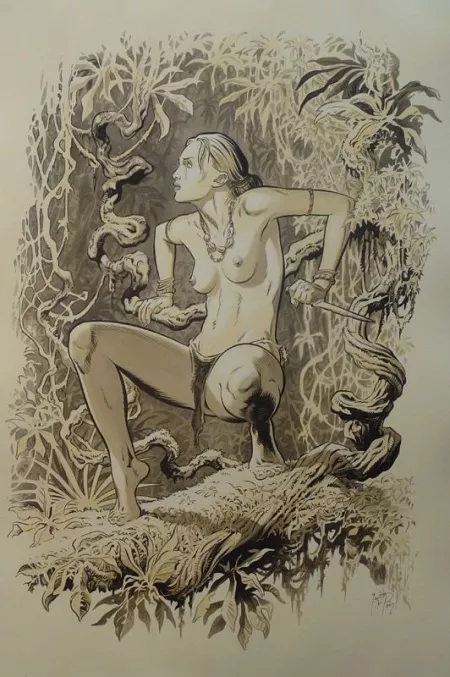 Antique woodcut from the depths of the darkest jungle Antique woodcut from the depths of the darkest jungle