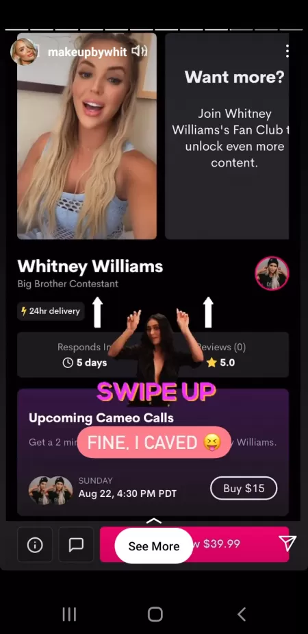 Anybody subscribe to Whitney's Cameo yet? What does she post? Anybody subscribe to Whitney's Cameo yet? What does she post?