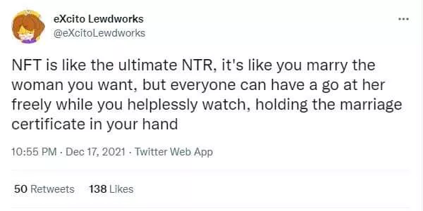 Anything is NTR, if you have an imaginative enough mind. Anything is NTR, if you have an imaginative enough mind.
