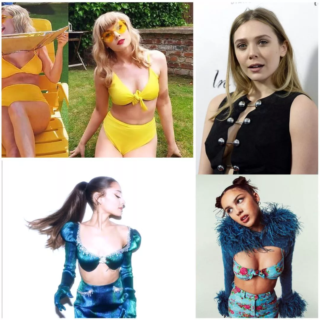Ariana Grande, Elizabeth Olsen, Taylor Swift and Olivia Rodrigo are better than porn, wanna help me cum for them? :) Ariana Grande, Elizabeth Olsen, Taylor Swift and Olivia Rodrigo are better than porn, wanna help me cum for them? :)