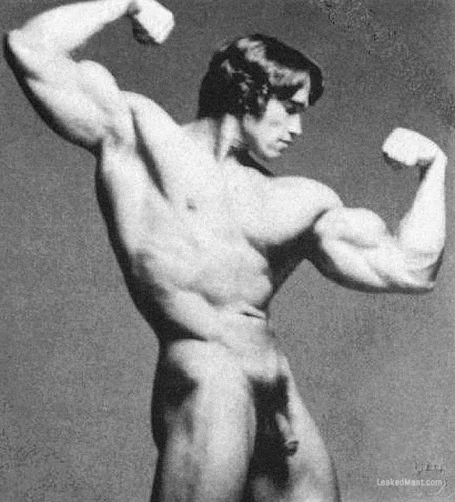 Arnold Schwarzenegger, vintage pic showing all his muscles