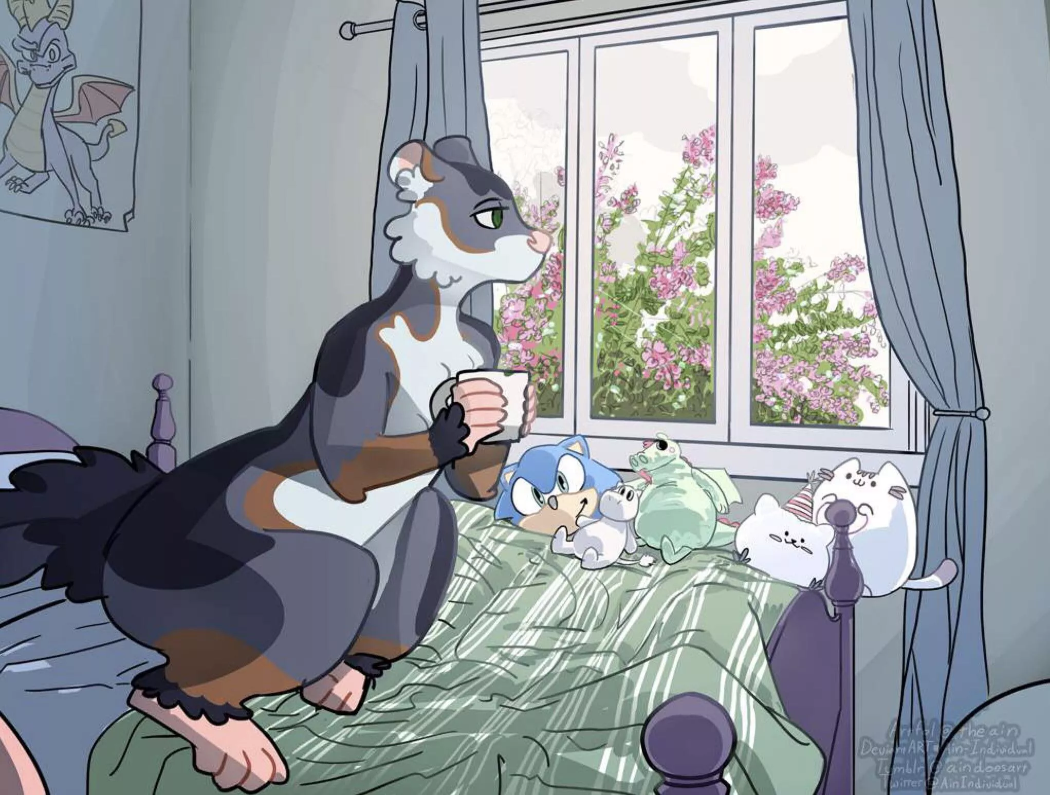 Art by me~ Rain's my fav weather, because it gives a break from the Australian heat & all the plants get a drink 🌴🍃