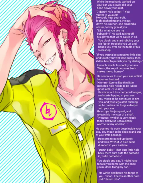 (Art by Meyly on ZeroChan) Your interferes with the mechanic [Danganronpa] [Anal] [Flirting] [Rimming] [Female POV]