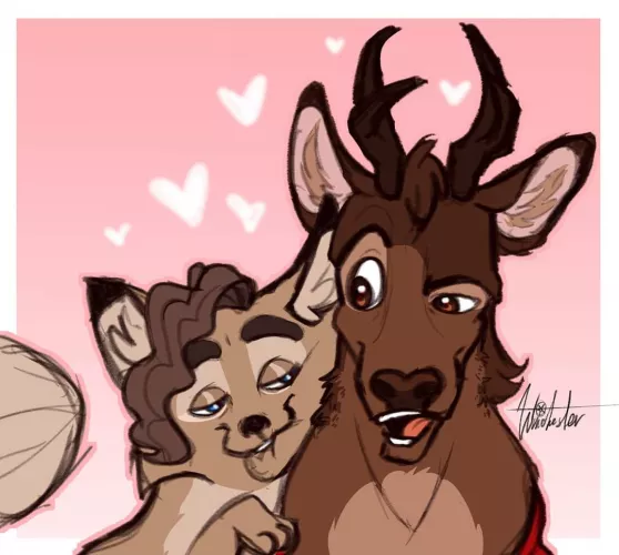 Art of me and my partners fursonas! ❣️ Art by burnin_dove