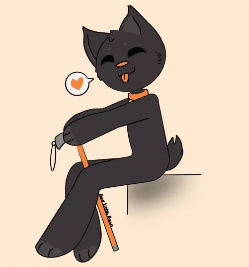 As a mobility-aid user, I drew my fursona using a cane!!!