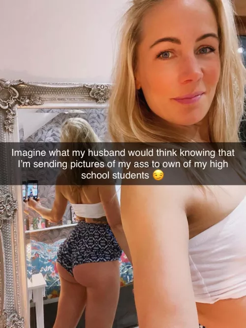As you started flirting more and more with your teacher on Snapchat through the semester, she started to send you more and more revealing photos as she started to think more about fucking your brains out after school each day