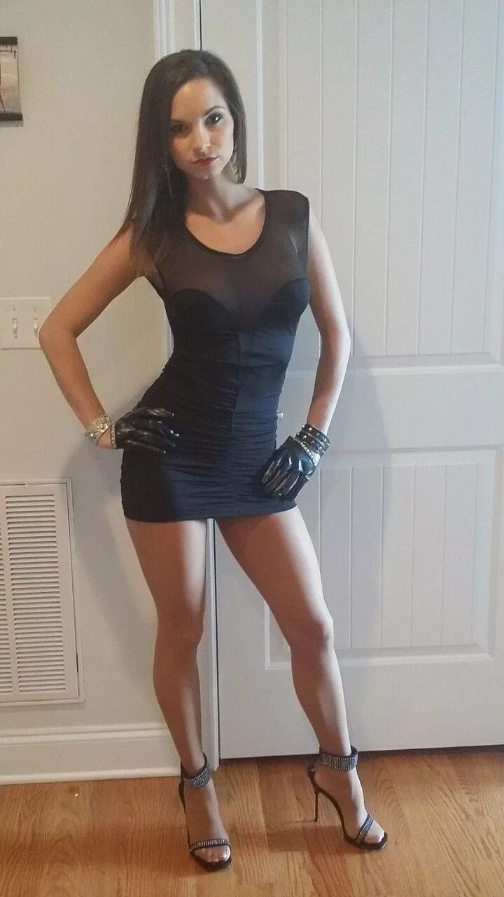 Ashley in her black dress and hose Ashley in her black dress and hose