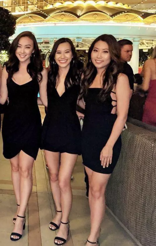 Asian Girls in Black Dresses