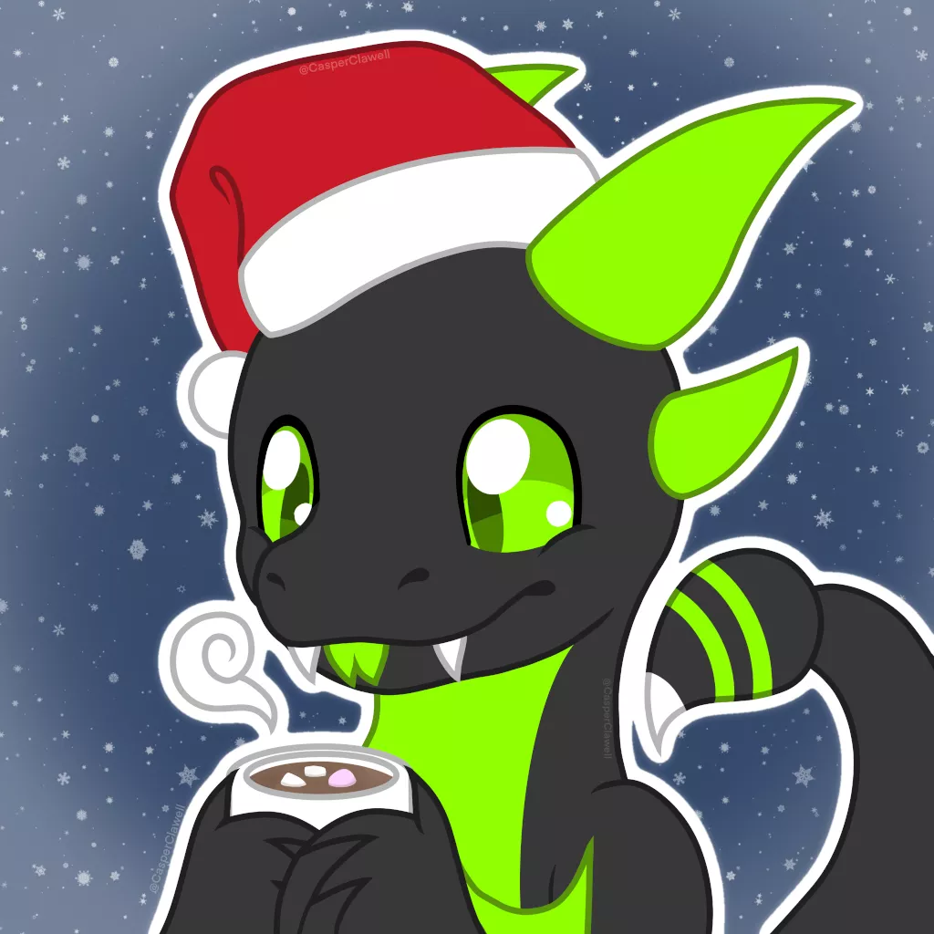 Asp enjoying a hot chocolate - art by @CasperClawell