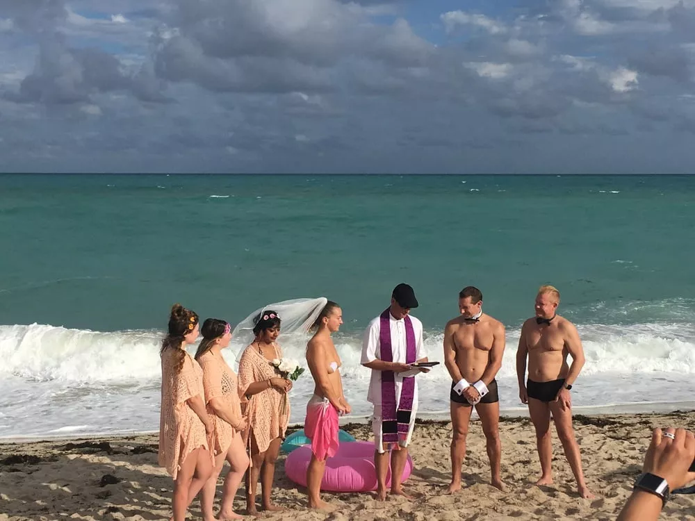 At Haulover: The bride was topless. At Haulover: The bride was topless.