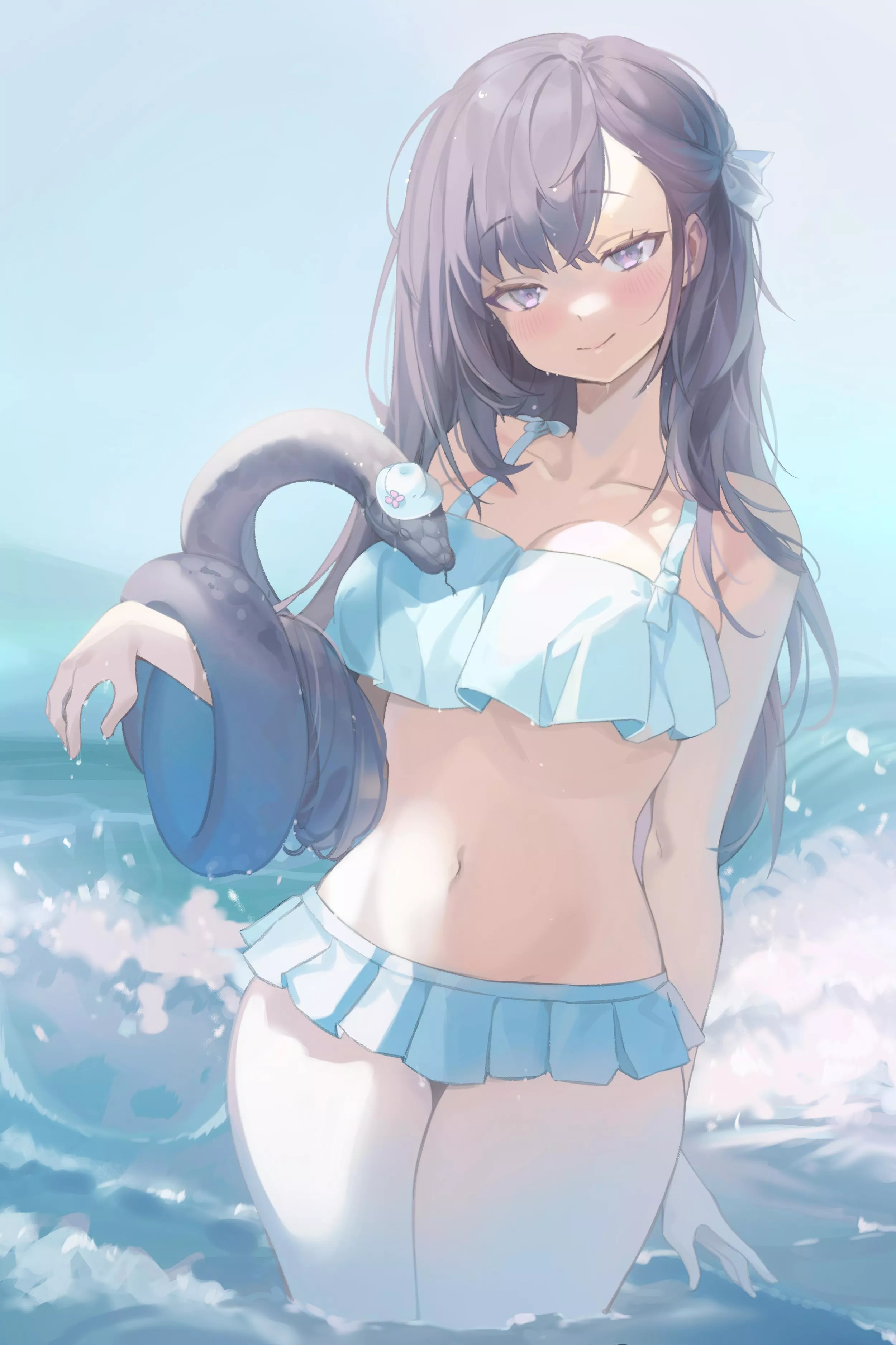 At the Beach with her Snake [Original]