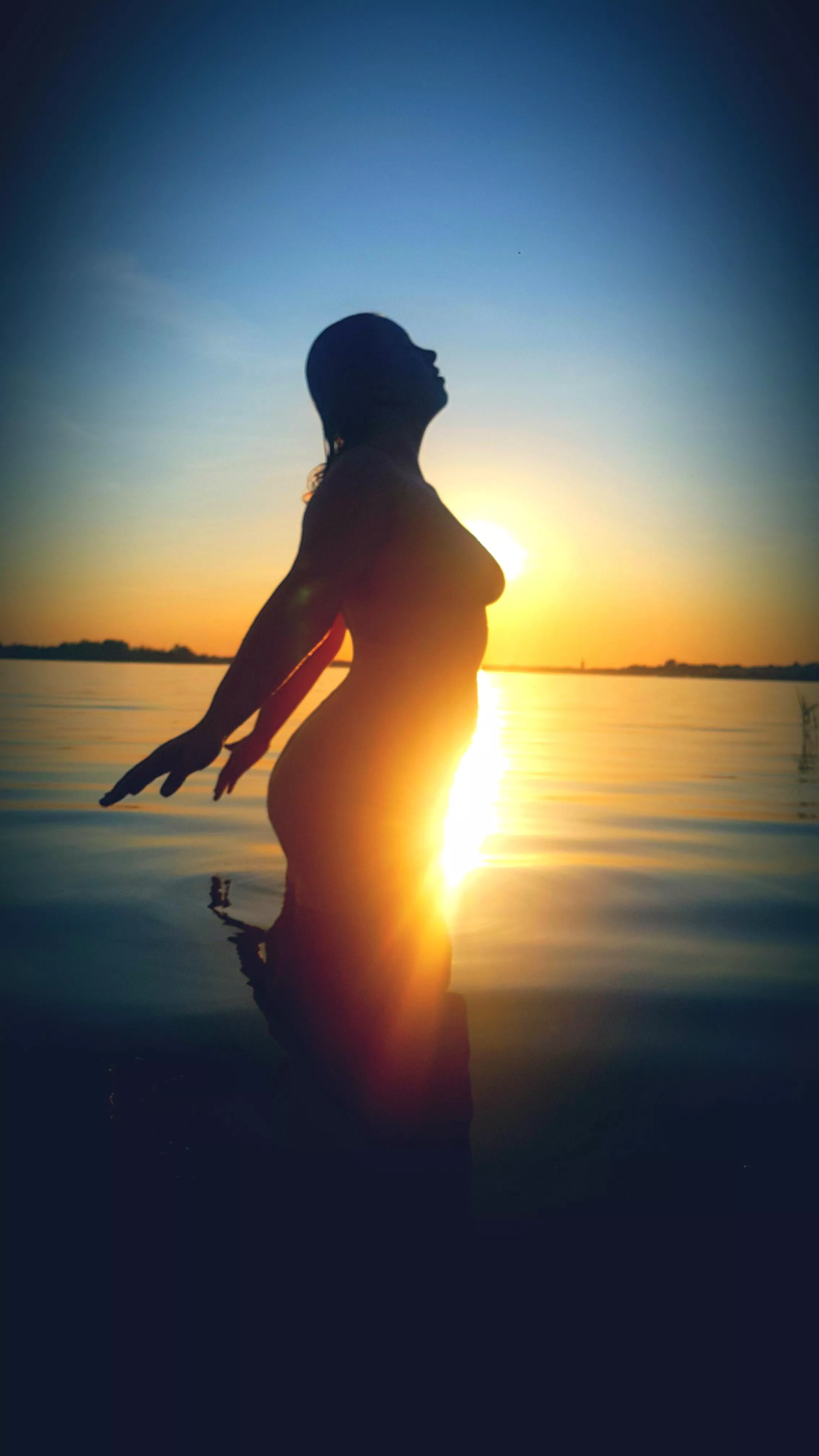 Back in summer at the lake with my wife.